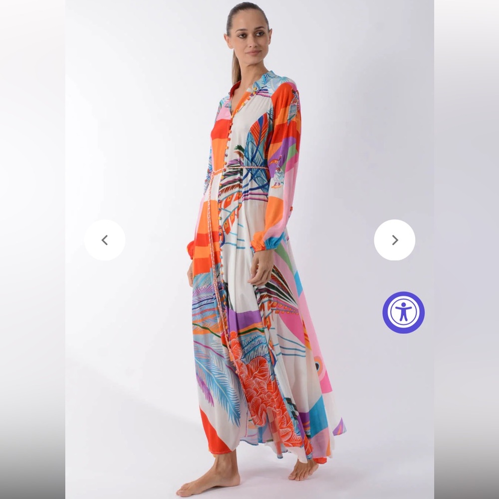 Taj By Sabrina Crippa Nea Mealy Bird Maxi Dress sequin embellished long sleeve - Picture 3 of 16